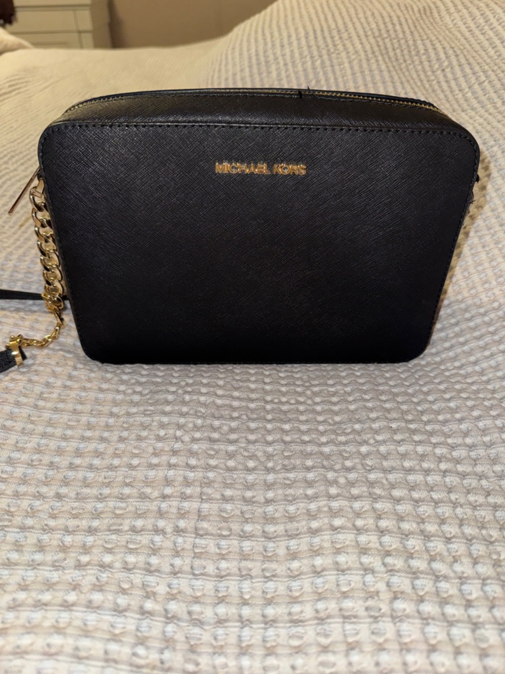 Michael Kors Black Saffiano Crossbody with Gold Hardware